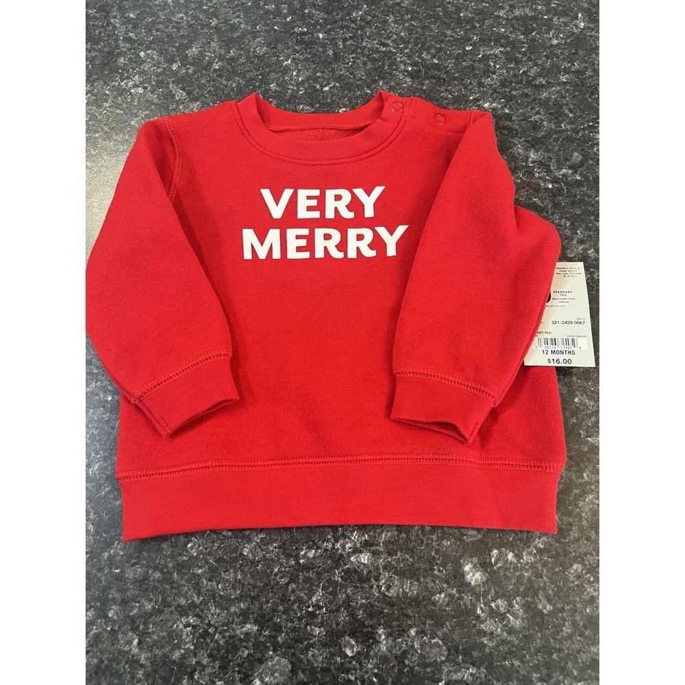 Very Merry Sweatshirt Okie Dokie Red Size 12 Months Long Sleeve New